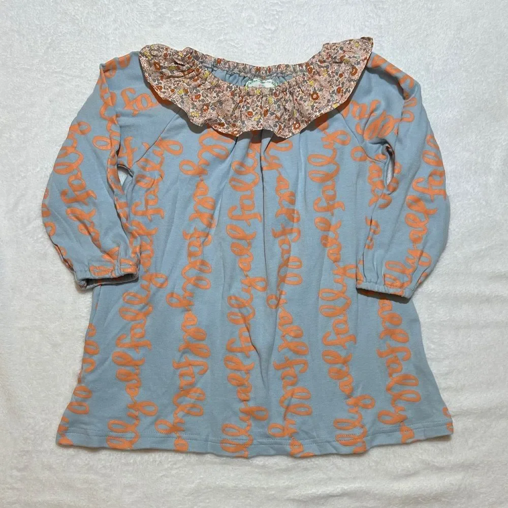 EUC Grace & James Happy Fall Yall dress with floral ruffle collar 2-3